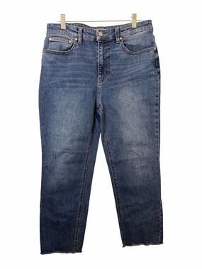 Oat NY Classic High-Rise Straight Leg Raw Edge Jeans